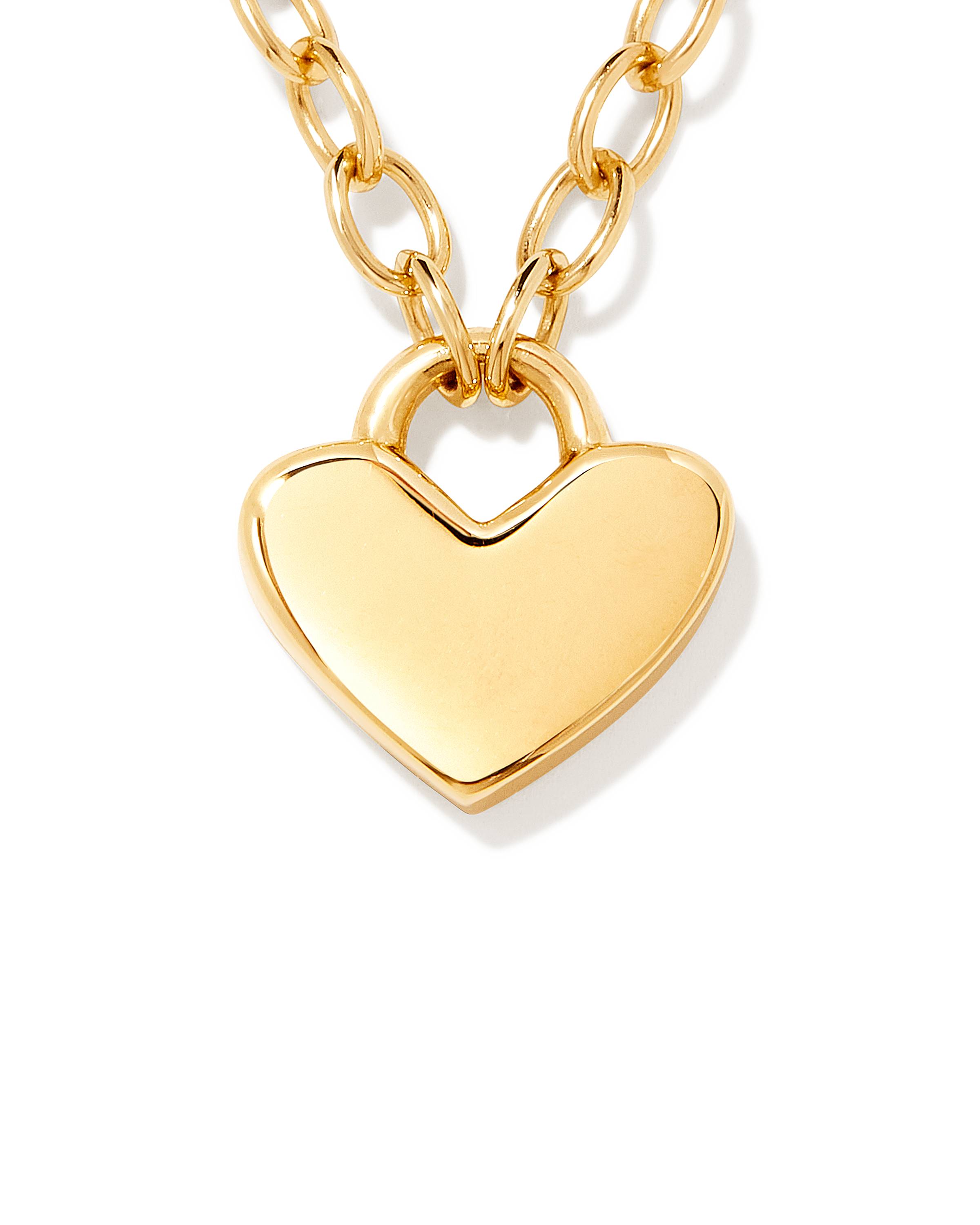 Heart Charm Lock Necklace - Gold Vermeil - Gift for Valentine's Day - Initial Necklace - Heart Charm - Pedlock Necklace